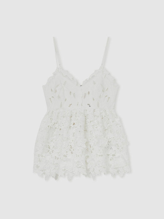 Cotton Cut Out Lace Cami Top Ivory | Women