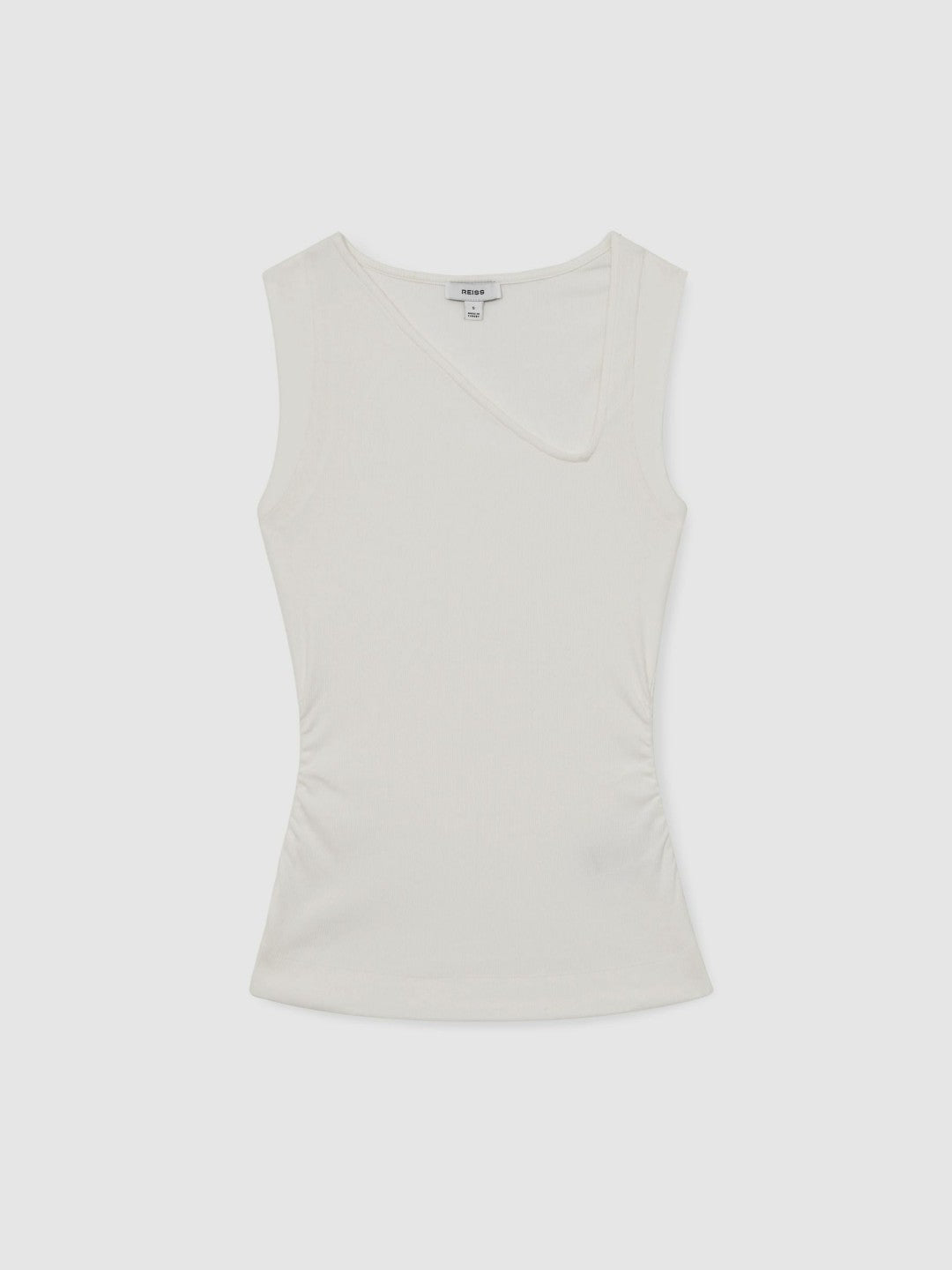 Stretch-Cotton Ribbed Asymmetric Vest White | Women