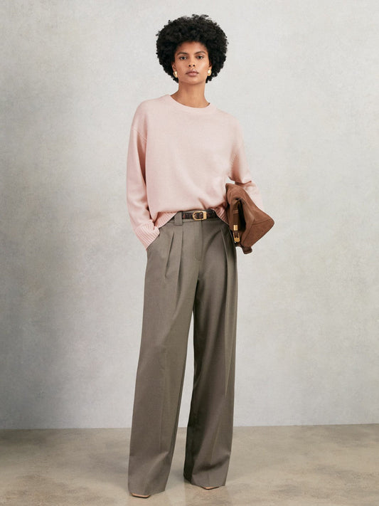 Wool-Cashmere Crew-Neck Jumper Pink | Women