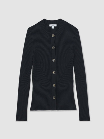 Button Front Knit Cardigan Navy | Women