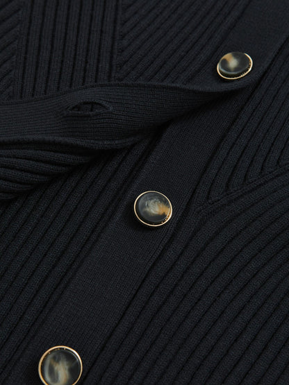 Button Front Knit Cardigan Navy | Women