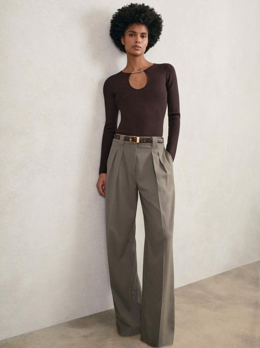 Chain-Detail Keyhole Knit Top Plum | Women