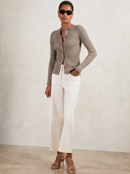 Button Front Knit Cardigan Stone | Women