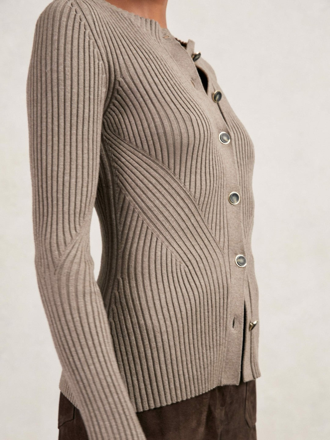 Button Front Knit Cardigan Stone | Women