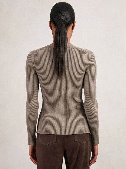 Button Front Knit Cardigan Stone | Women