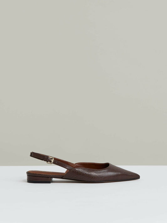 Leather Slingback Ballerina Pumps Chocolate | Women