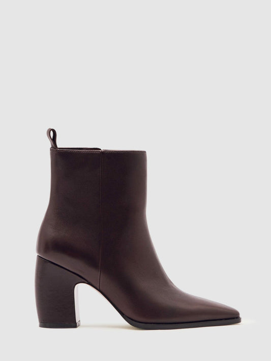 Leather Blocked Heel Ankle Boots Oxblood | Women