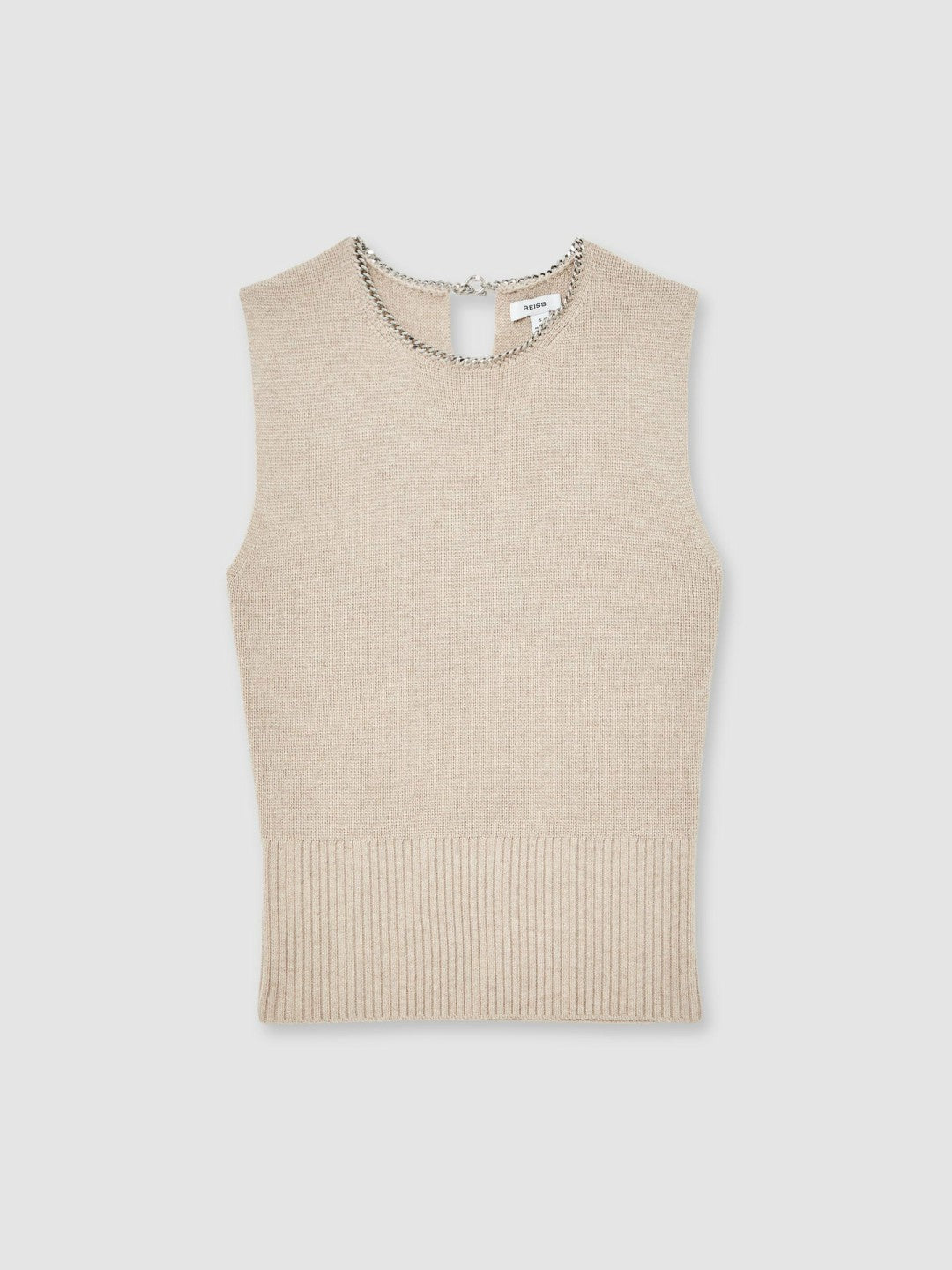 Wool-Blend Necklace-Trim Knitted Vest Neutral | Women