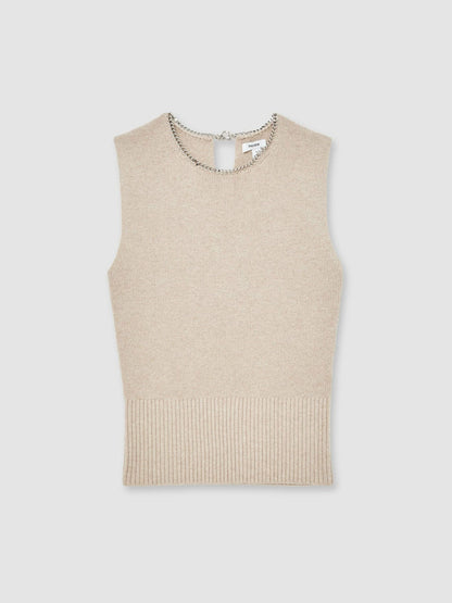 Wool-Blend Necklace-Trim Knitted Vest Neutral | Women