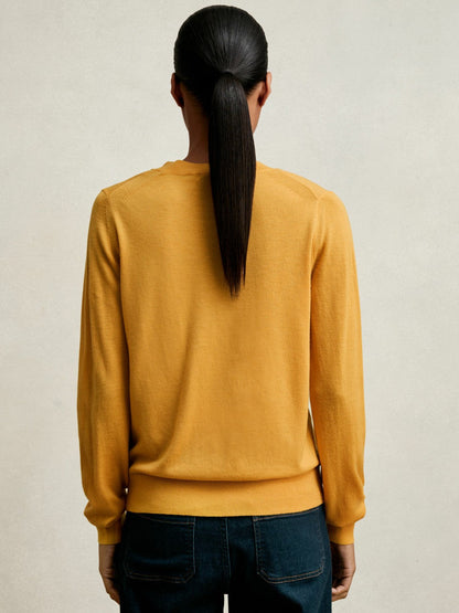 Merino Wool Crew-Neck Jumper Yellow | Women
