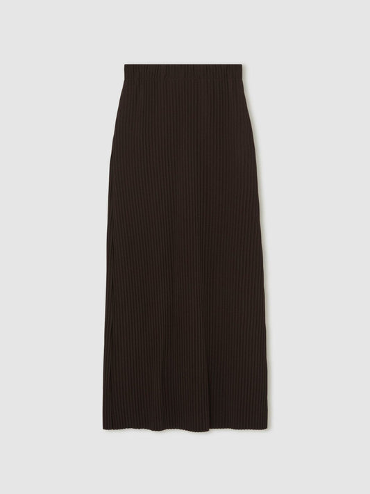 Pleated Jersey Midi Skirt Burgundy | Women