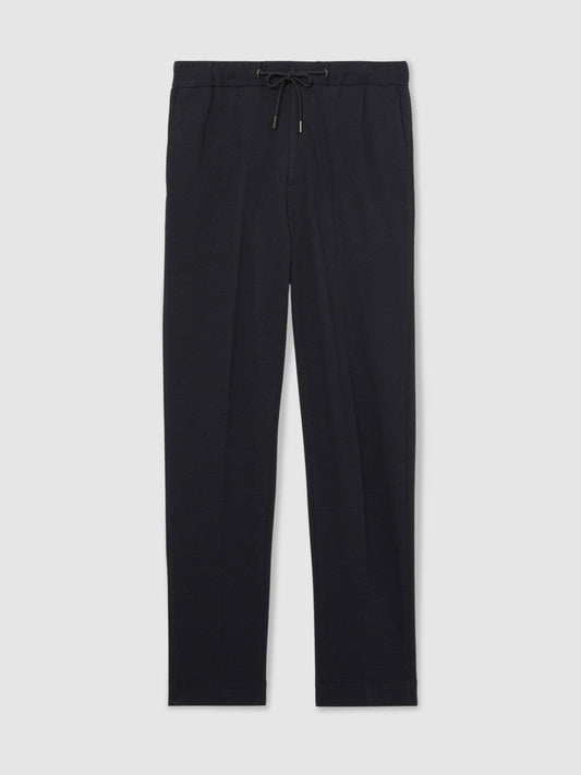 Slim Fit Jersey Drawstring Suit Trousers Navy | Men