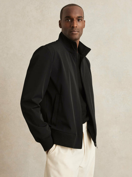 Funnel-Neck Technical Jacket Black | Men