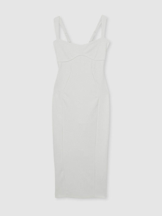 Good American Scuba Crystal Midi Dress White | Women