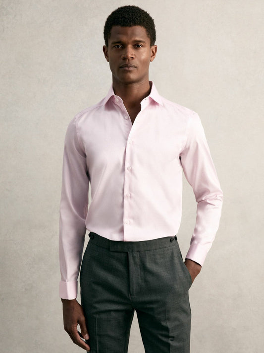Slim Fit Slim-Fit Cotton-Sateen Shirt Pink | Men