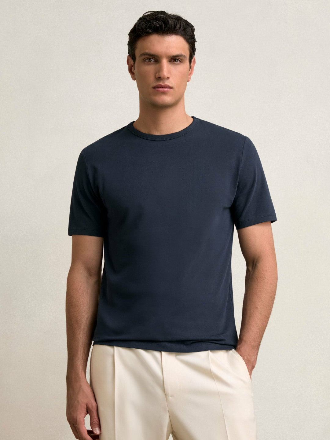 Stretch-Cotton Crew-Neck T-Shirt Navy | Men