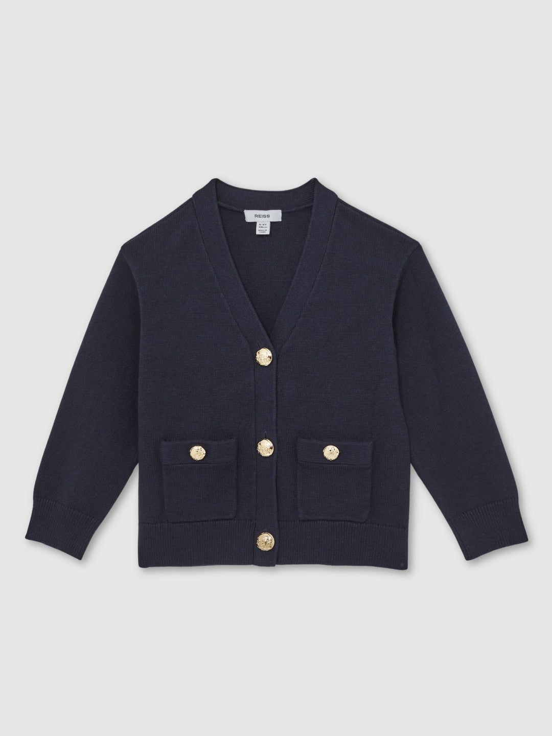 13-14 yrs Knitted Embossed-Button Cardigan Navy | Children & Baby