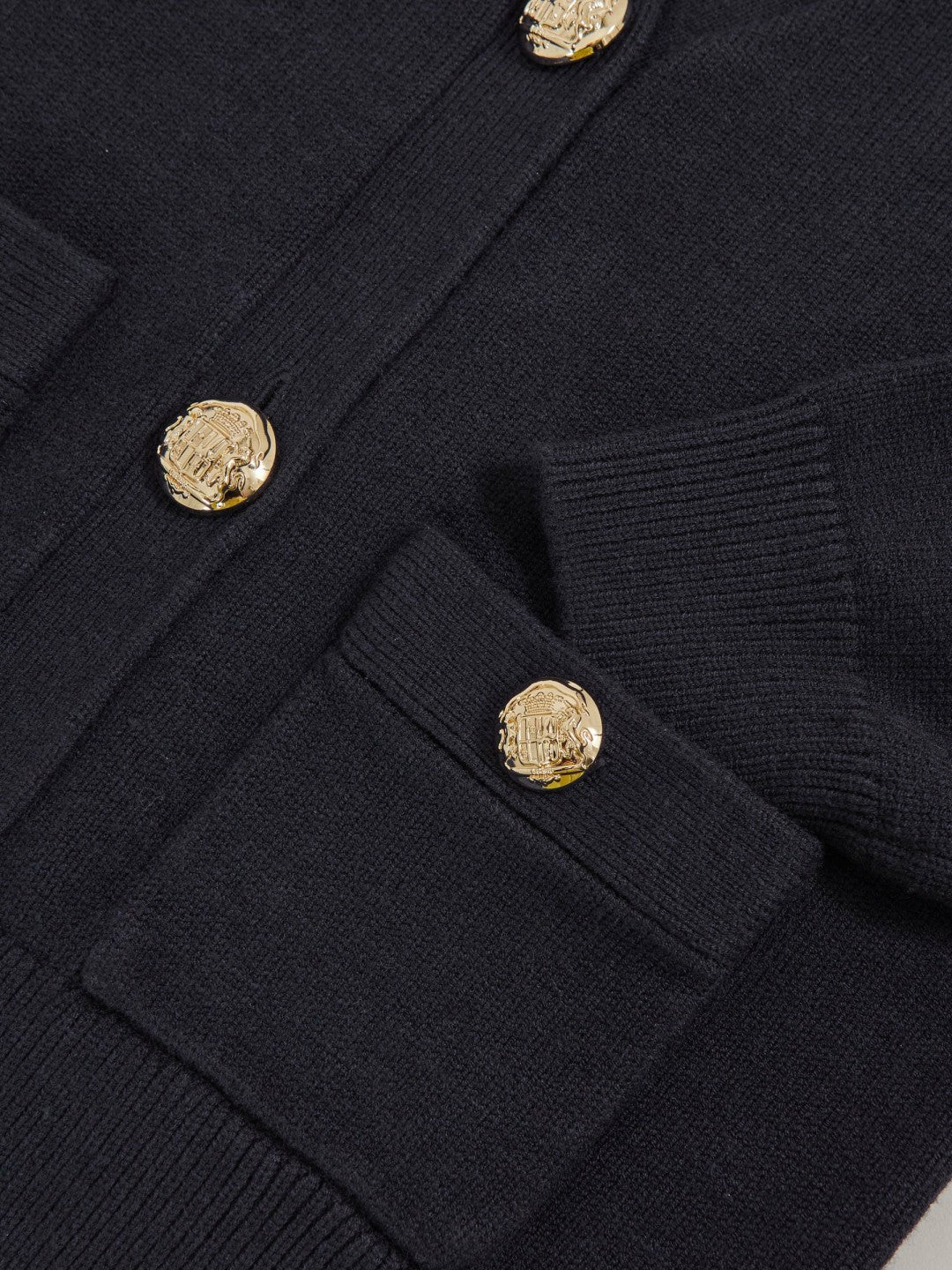 13-14 yrs Knitted Embossed-Button Cardigan Navy | Children & Baby