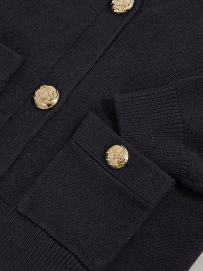 13-14 yrs Knitted Embossed-Button Cardigan Navy | Children & Baby