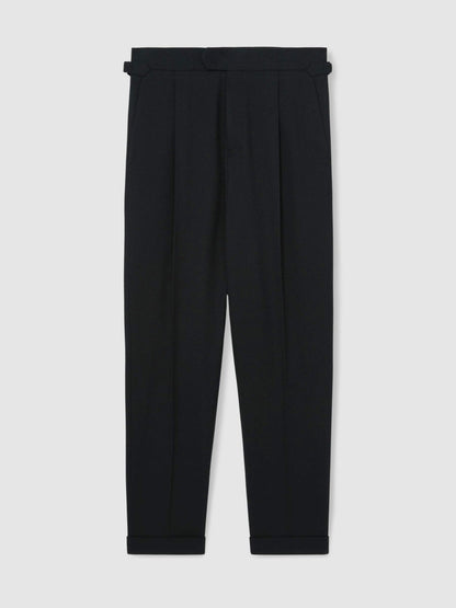 Regular Fit Herringbone Trousers With Cotton Navy | Men