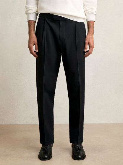 Regular Fit Herringbone Trousers With Cotton Navy | Men
