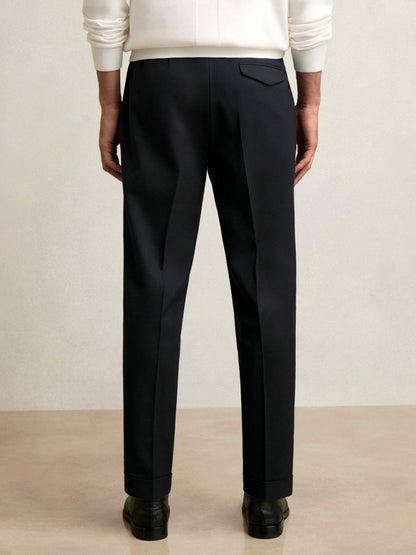 Regular Fit Herringbone Trousers With Cotton Navy | Men