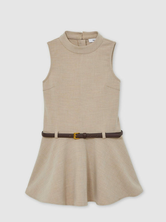 13-14 yrs Drop Waist Belted Sleeveless Dress Neutral | Children & Baby