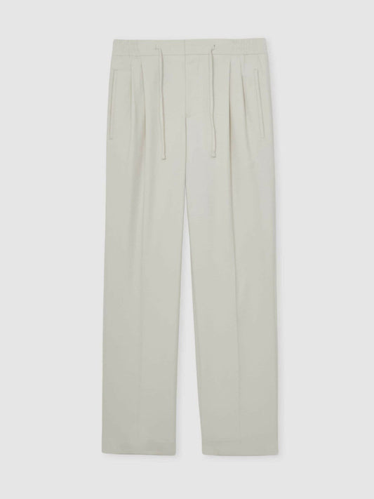 Relaxed-Fit Twill Drawstring Trousers Ecru | Men