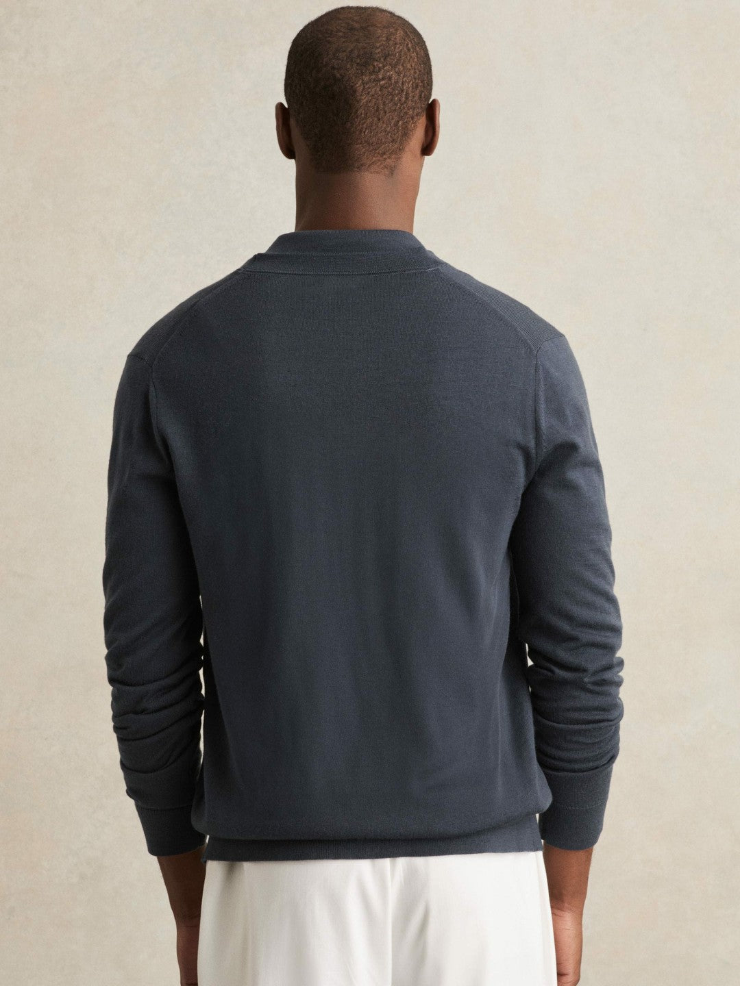 Merino Wool Button-Through Cardigan Midnight Navy | Men