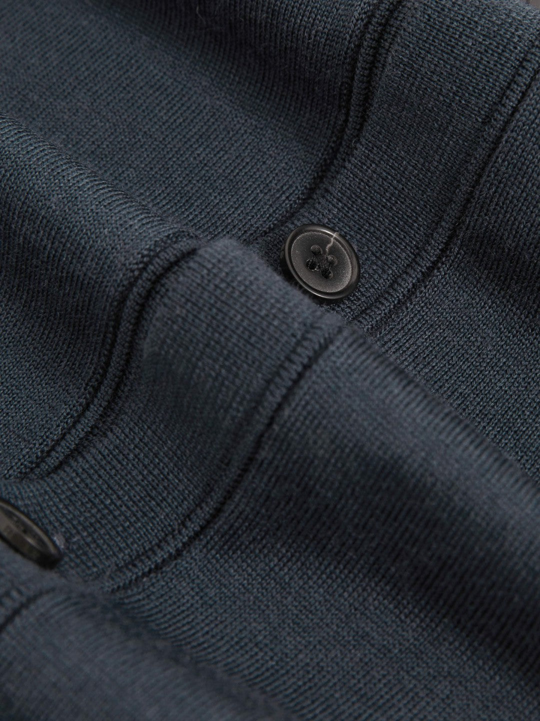 Merino Wool Button-Through Cardigan Midnight Navy | Men