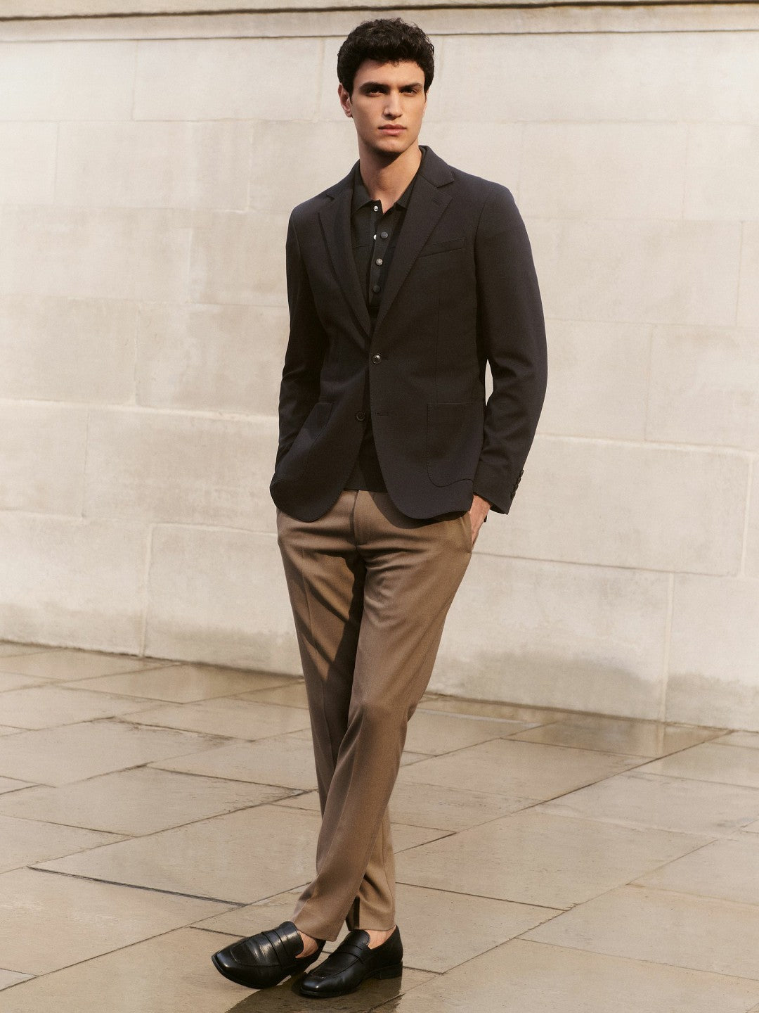 Slim-Fit Internal-Drawstring Trousers Camel | Men