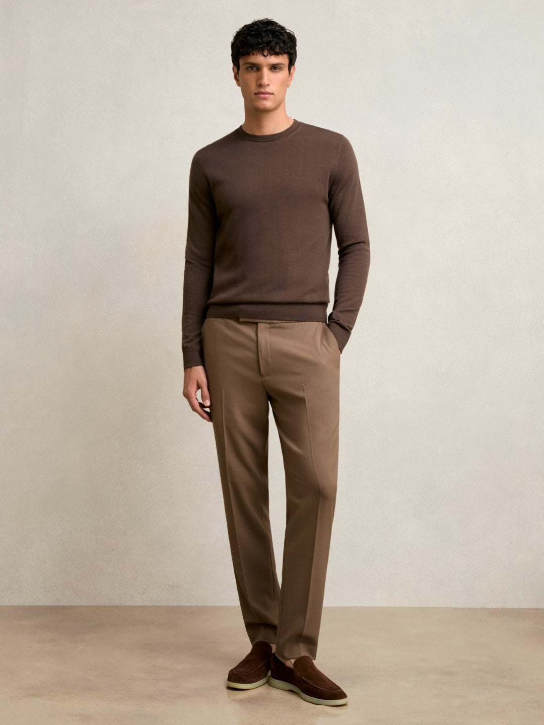 Slim-Fit Internal-Drawstring Trousers Camel | Men