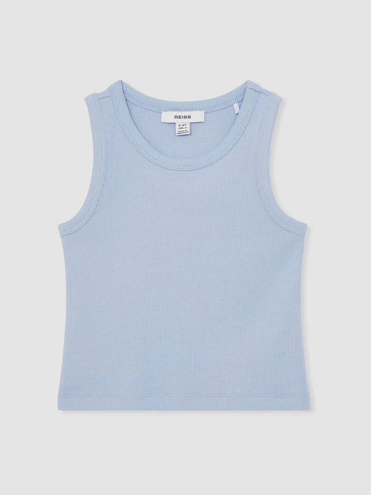 9-13 yrs Stretch-Cotton Ribbed Vest Blue | Children & Baby