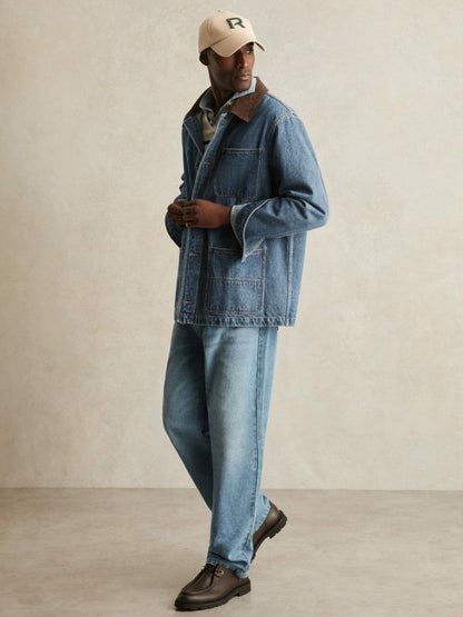 Corduroy Collar Denim Worker Jacket Denim Blue | Men