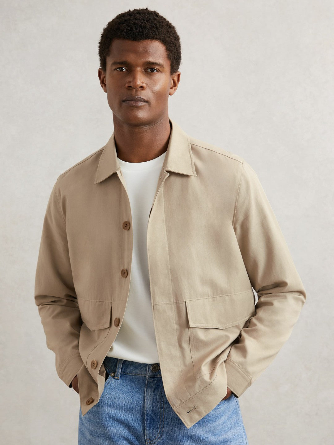 Paige Flap Pocket Worker Jacket Beige | Men