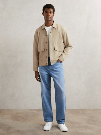 Paige Flap Pocket Worker Jacket Beige | Men