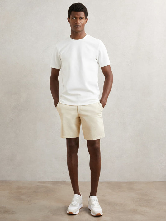 Paige Cotton Chino Shorts with Stretch Cream | Men