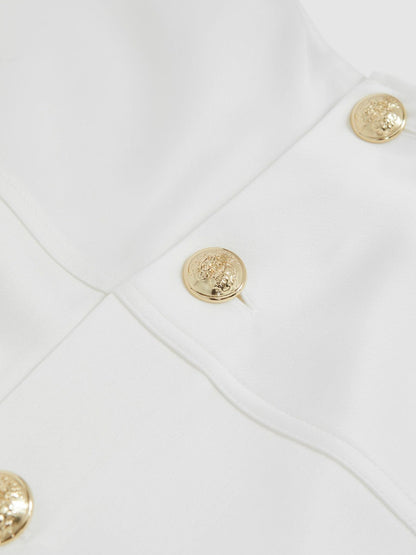 Satin Button-Back Long-Sleeve Top Ivory | Women