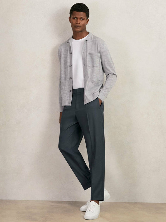 Relaxed-Fit Pleated Tapered Trousers Steel Blue | Men