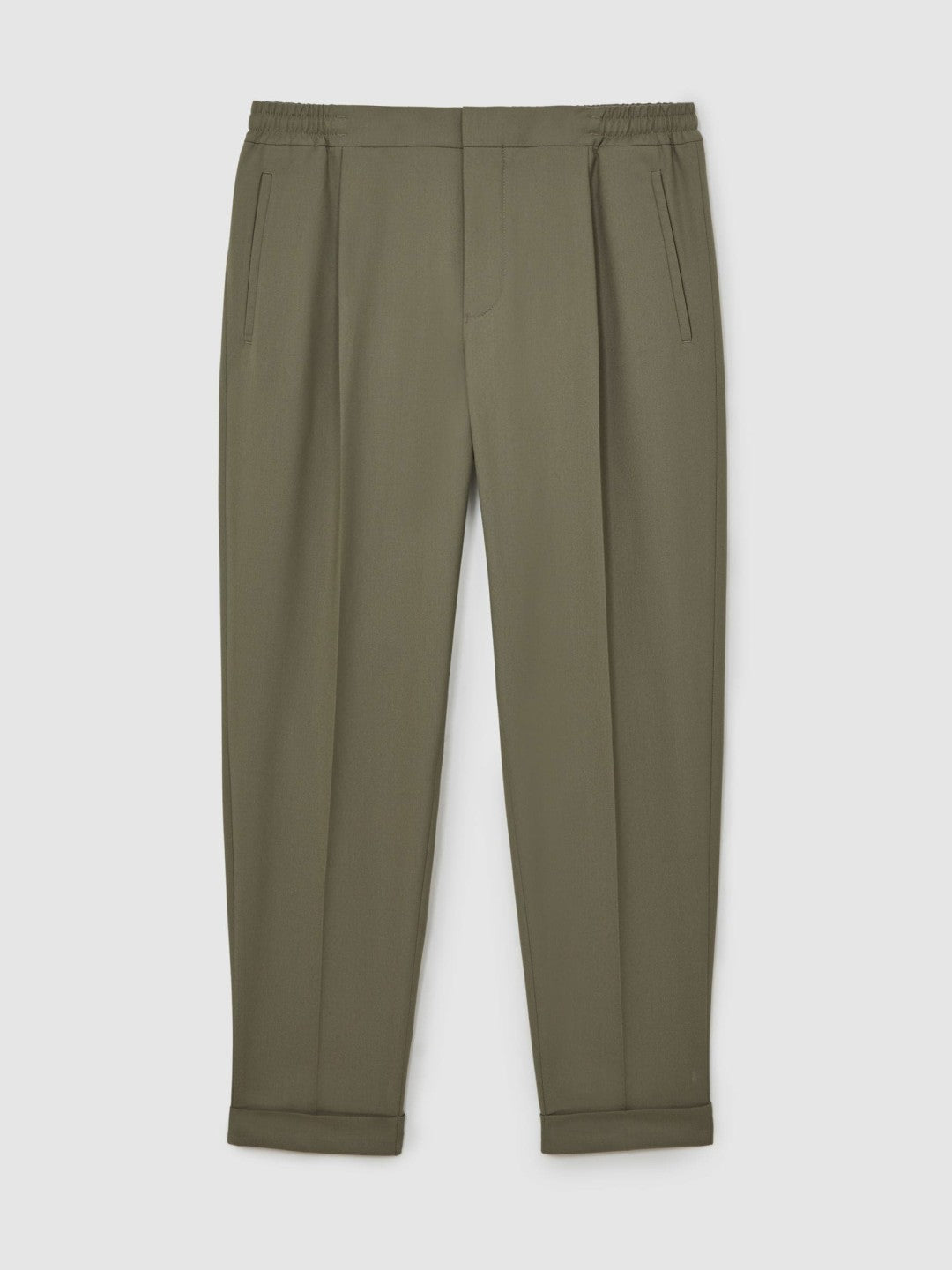 Relaxed-Fit Pleated Tapered Trousers Sage | Men