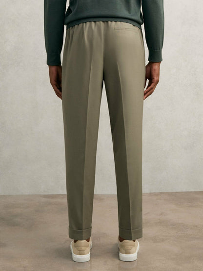 Relaxed-Fit Pleated Tapered Trousers Sage | Men