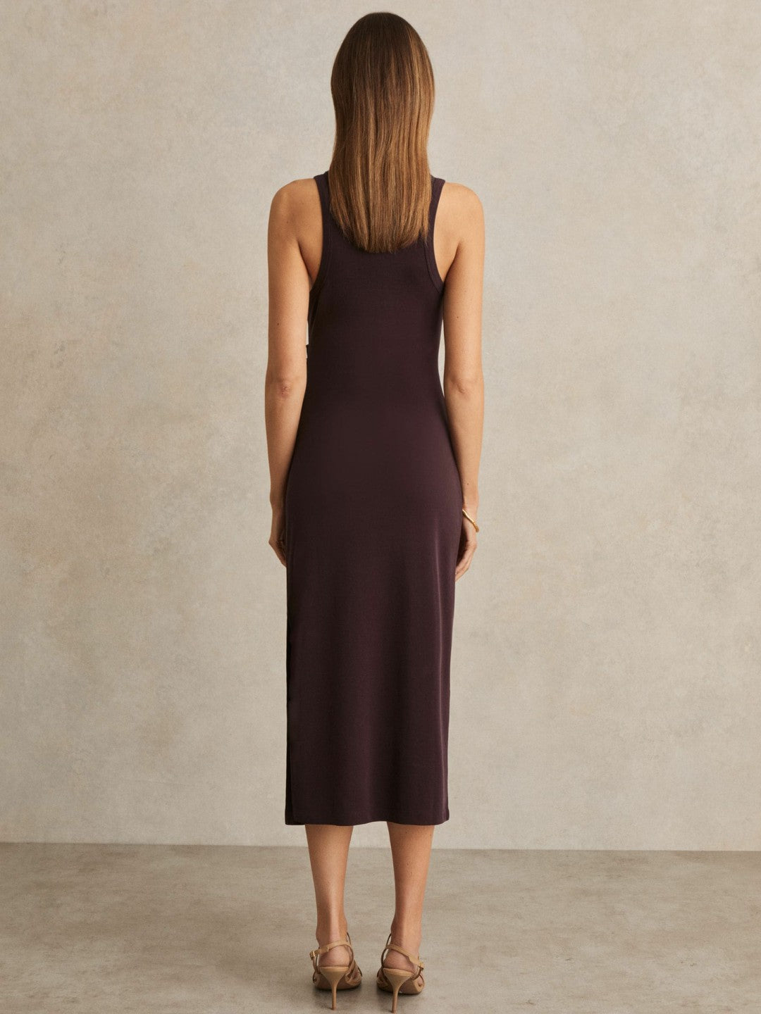 Jersey Ruched Racer Midi Dress Burgundy | Women