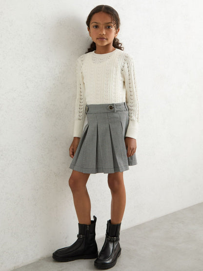 Houndstooth-Check Pleated Skirt Black/White | Children & Baby