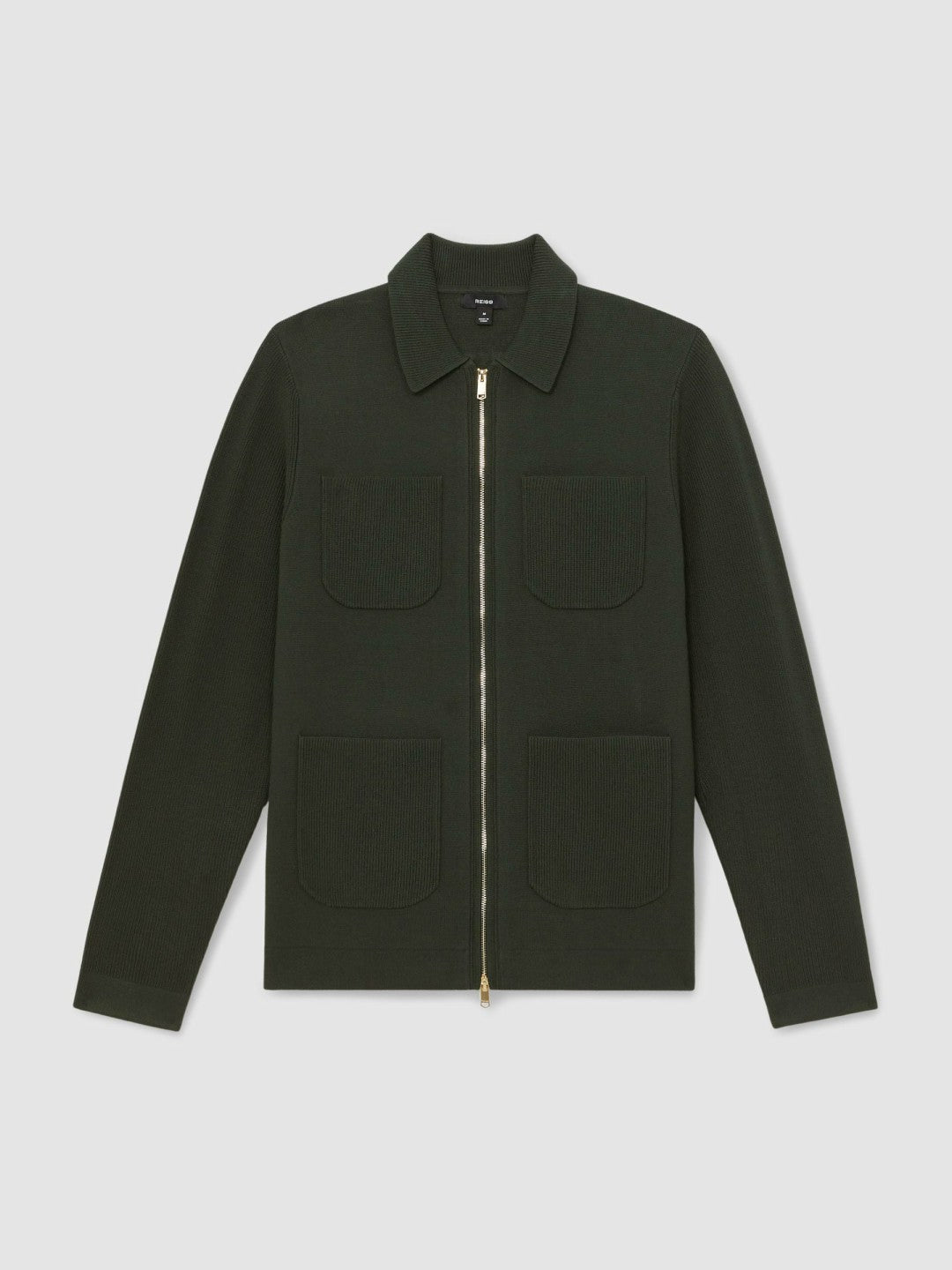Four-Pocket Zip-Through Cardigan Forest Green | Men