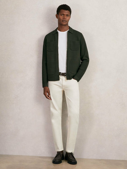 Four-Pocket Zip-Through Cardigan Forest Green | Men