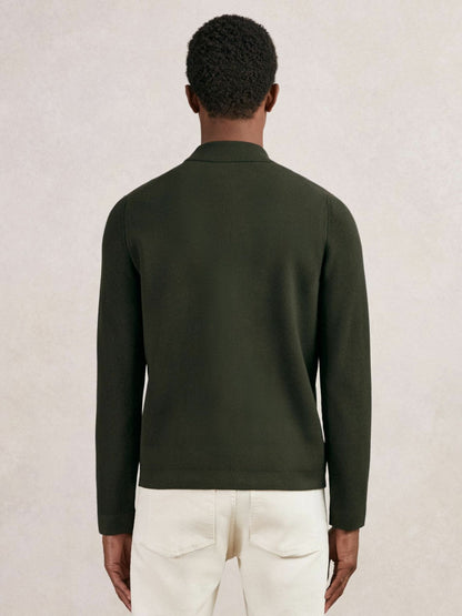 Four-Pocket Zip-Through Cardigan Forest Green | Men