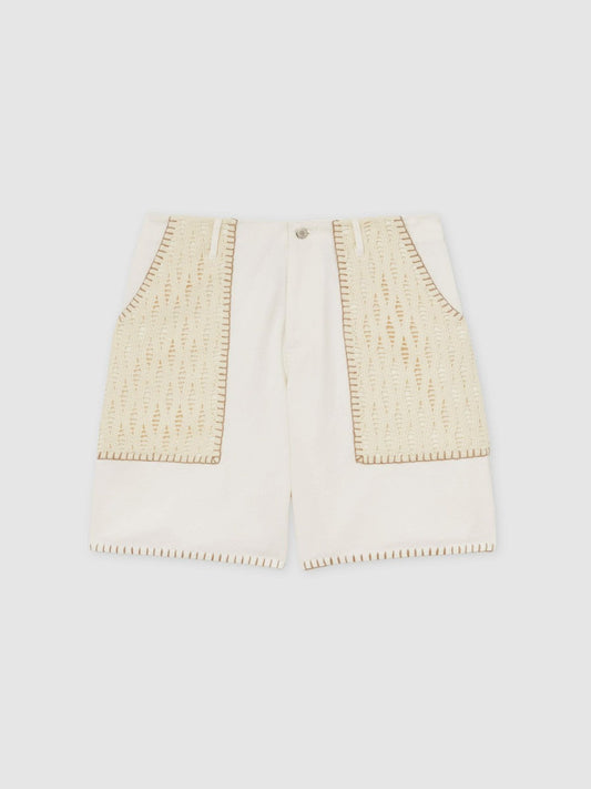 | Tom Daley Crochet Denim Shorts Off White | Men