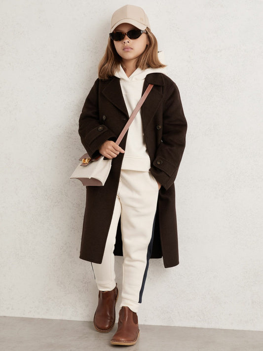 9-13 yrs Double-Breasted Blindseam Wool-Blend Coat Chocolate Brown | Children & Baby
