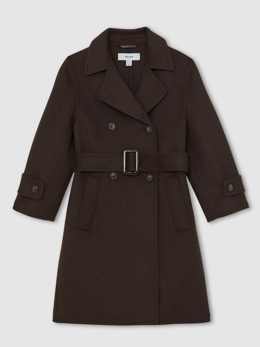 9-13 yrs Double-Breasted Blindseam Wool-Blend Coat Chocolate Brown | Children & Baby