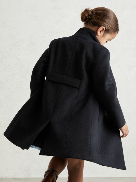 Wool-Blend Funnel-Neck Coat Navy | Children & Baby